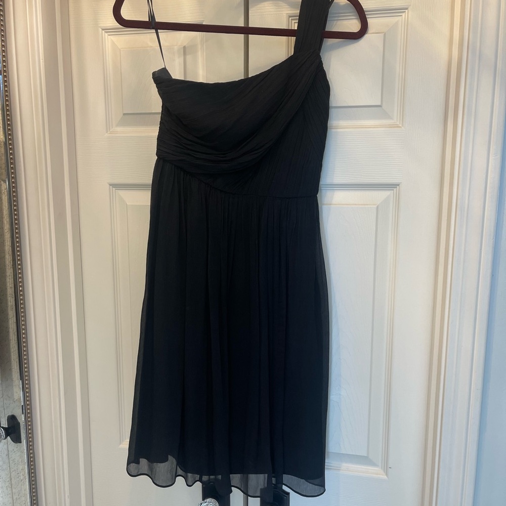 J. Crew Black One-Shoulder Chiffon Cocktail Dress